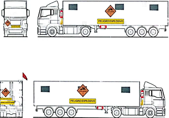 Imagen 1 - Vista técnica del camión semirremolque blanco para transporte de explosivos