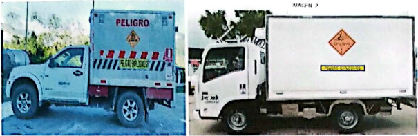 Imagen 2 - Camiones blancos con cajas tipo furgón y señales de peligro